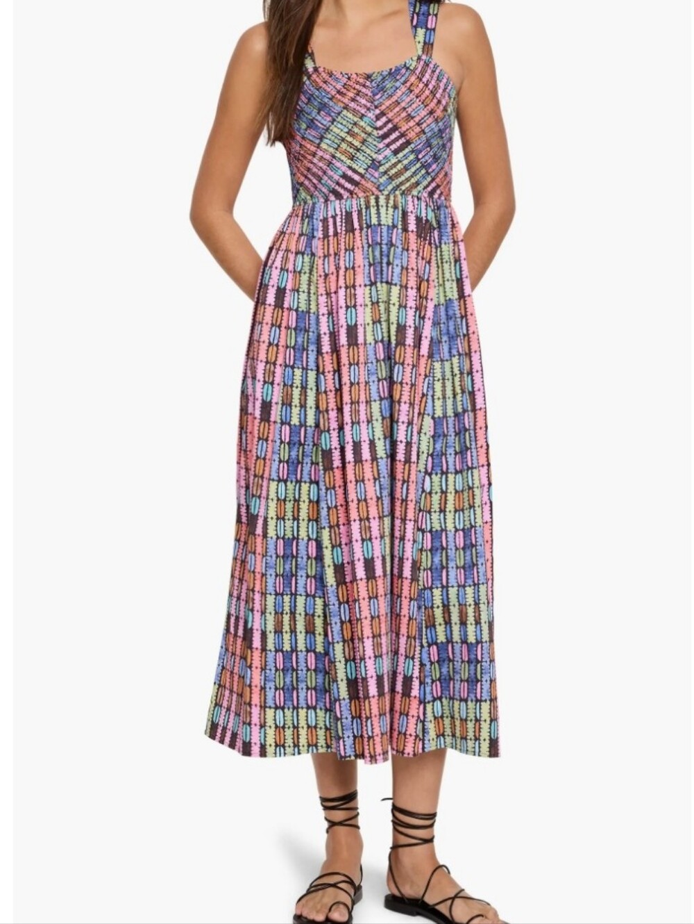 NWOT-NIC+ZOE Rainbow Macaroon Sarah Dress Geometric Midi Multicolor XL